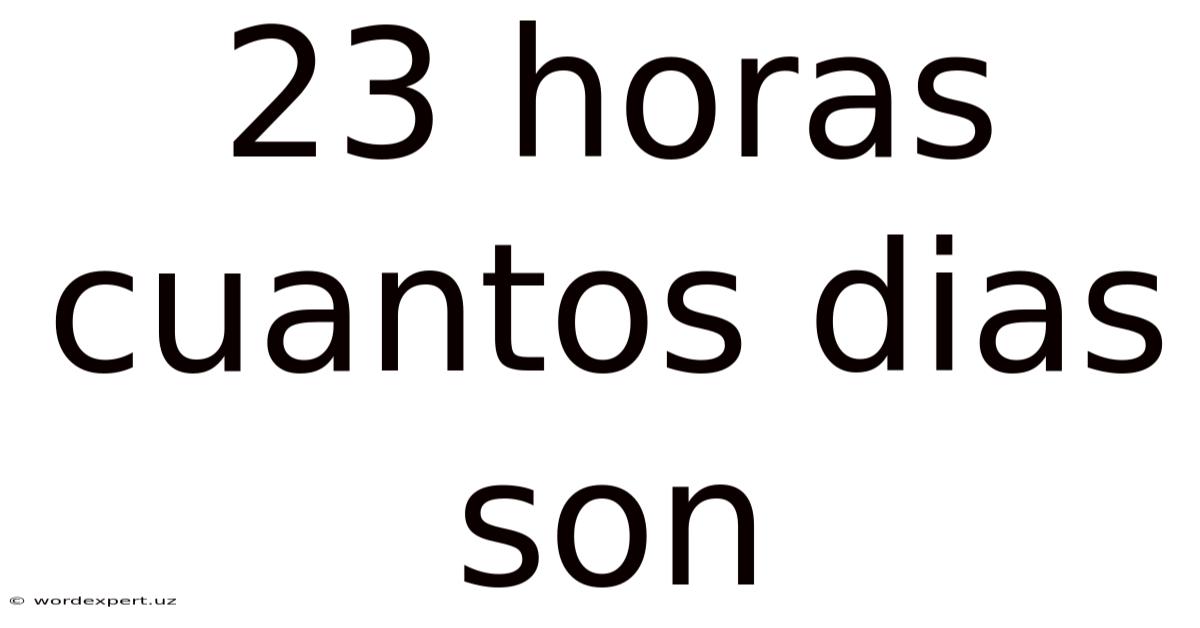 23 Horas Cuantos Dias Son