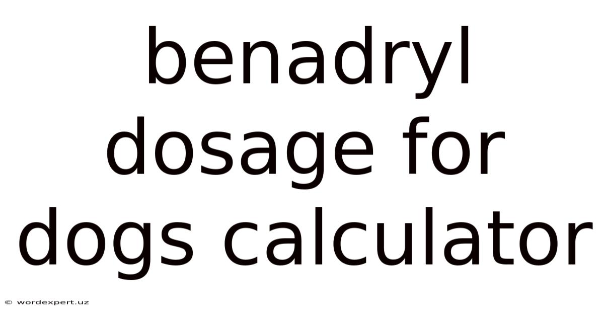 Benadryl Dosage For Dogs Calculator