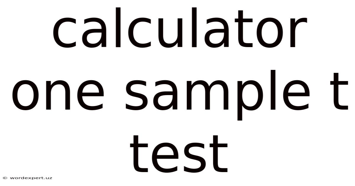 Calculator One Sample T Test