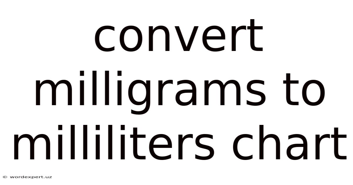 Convert Milligrams To Milliliters Chart