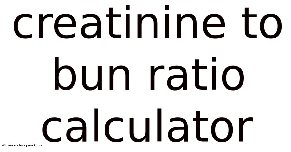 Creatinine To Bun Ratio Calculator