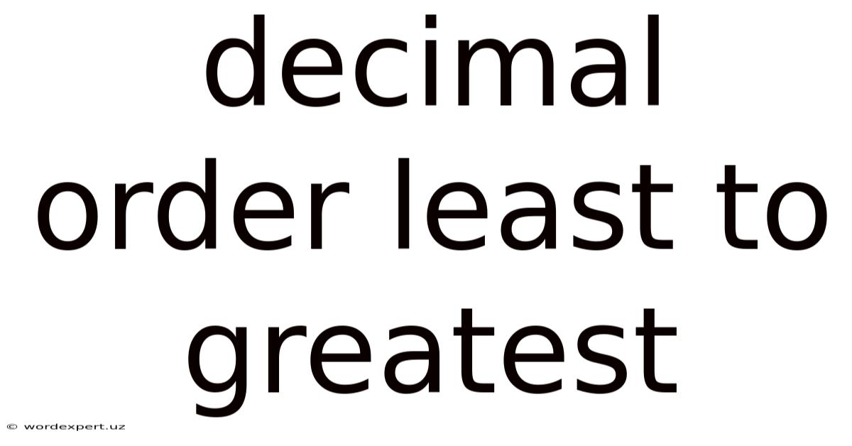 Decimal Order Least To Greatest