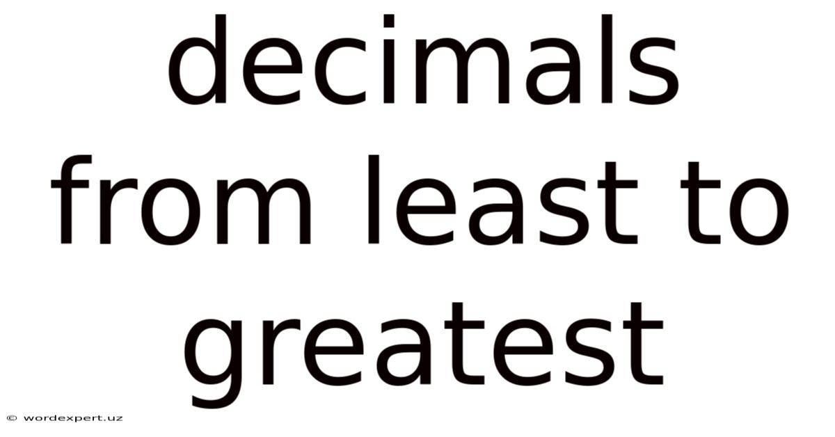 Decimals From Least To Greatest