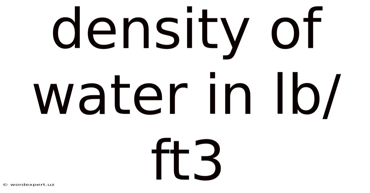 Density Of Water In Lb/ft3