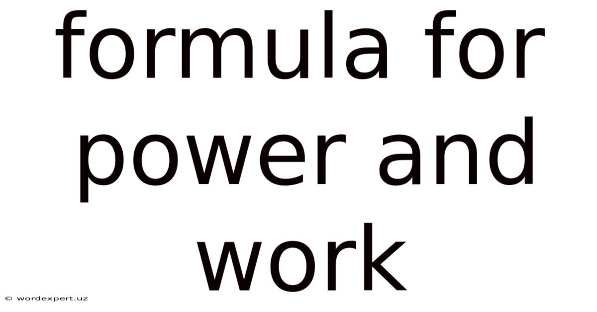 Formula For Power And Work