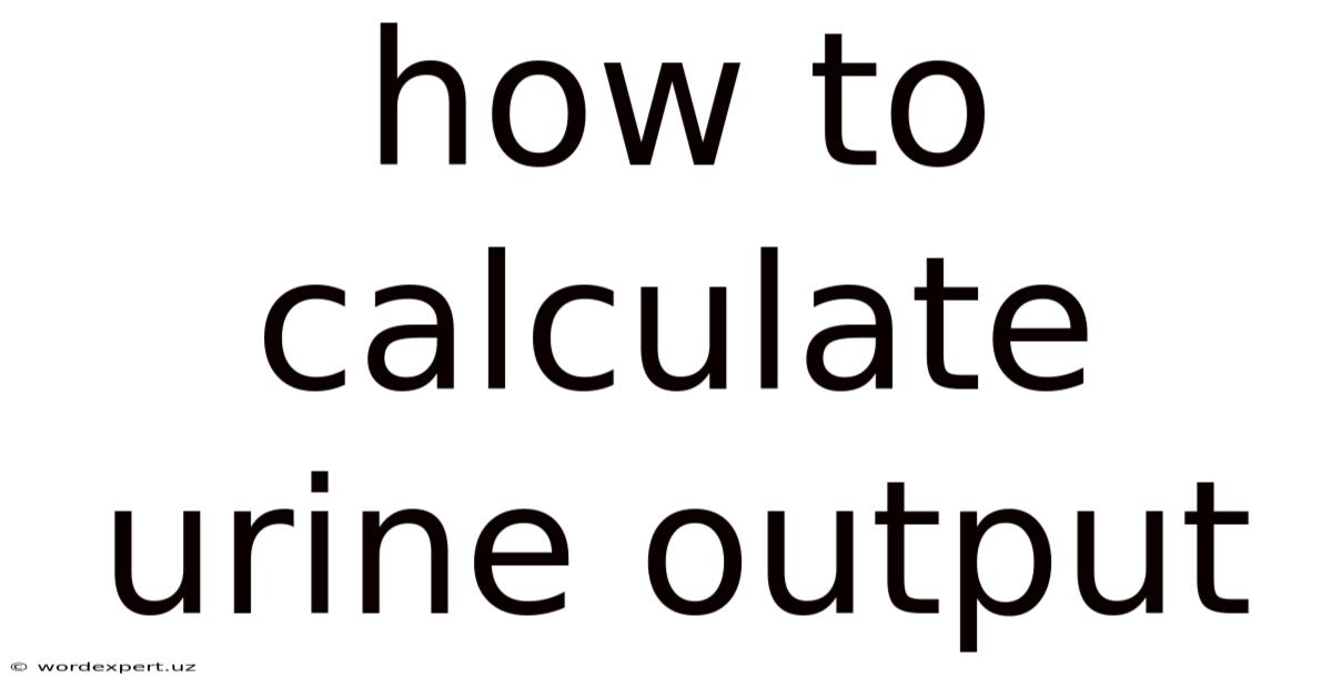 How To Calculate Urine Output