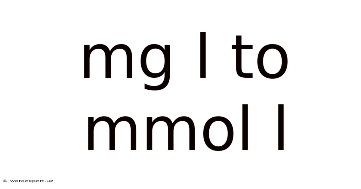 Mg L To Mmol L