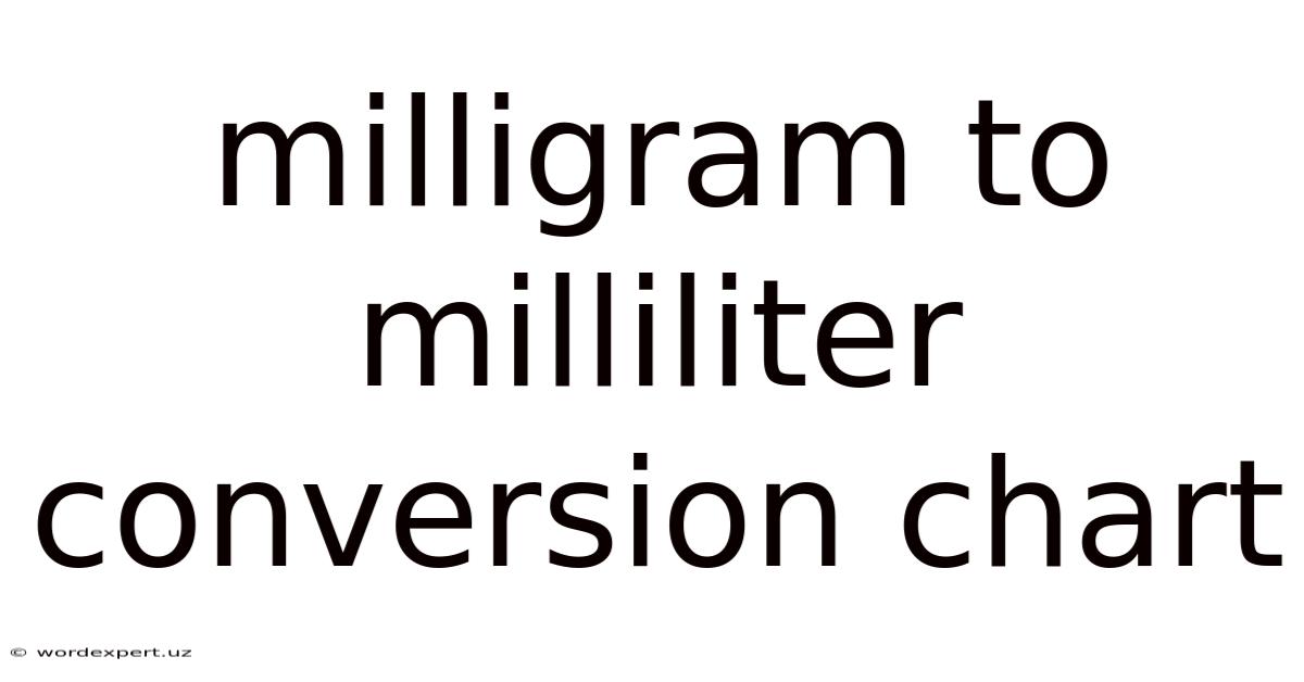 Milligram To Milliliter Conversion Chart