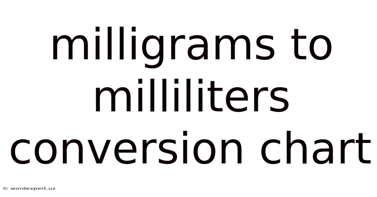 Milligrams To Milliliters Conversion Chart