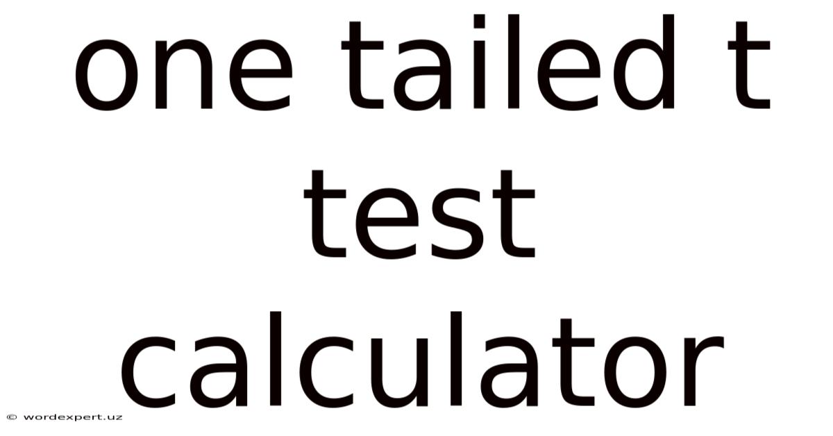 One Tailed T Test Calculator