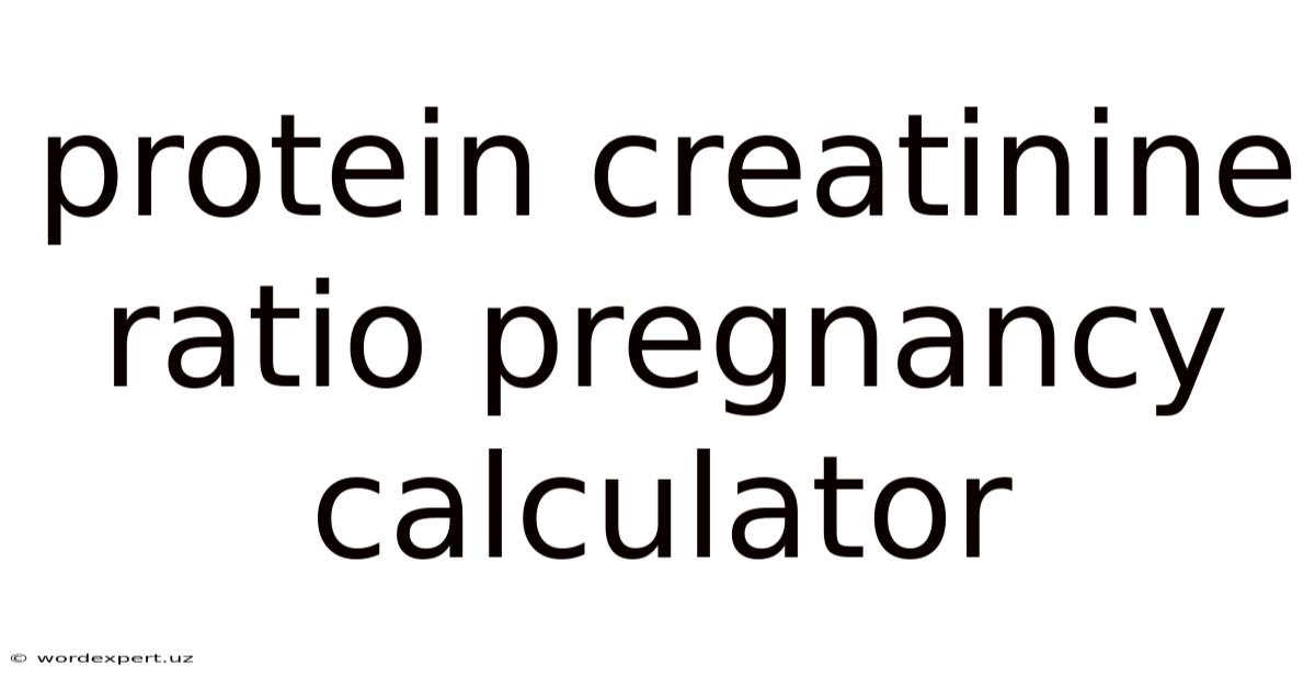 Protein Creatinine Ratio Pregnancy Calculator