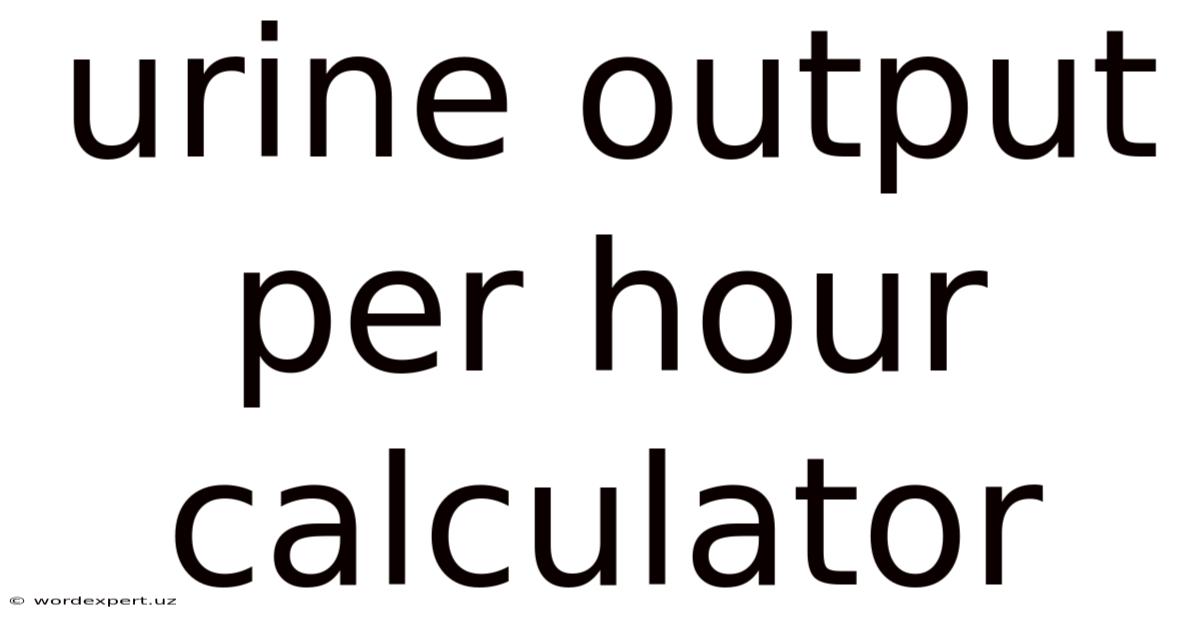 Urine Output Per Hour Calculator